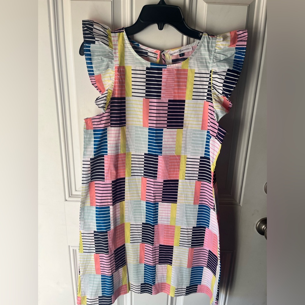 Michelle McDowell NEW colorful ruffle sleeve mini dress size small women’s - Picture 6 of 7